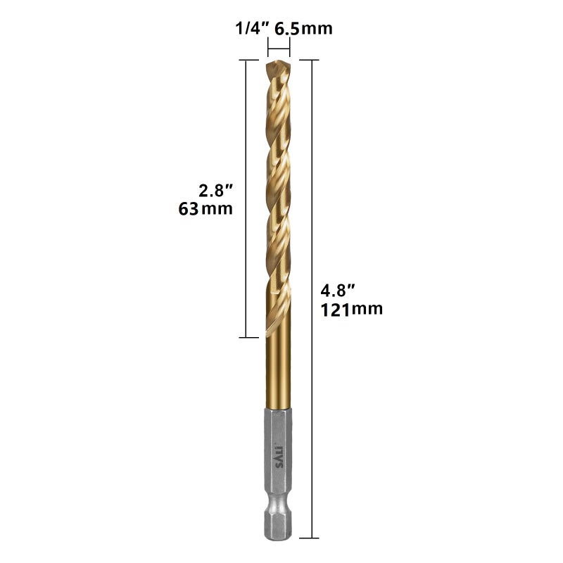SALI Cobalt Drill Bit Set,10 Pack 1/4 Inch High Speed Steel Hex Shank Jobber Drill Bits, for Hardwood, Aluminum,Metal,Copper,Alloyed Steel - Image 5